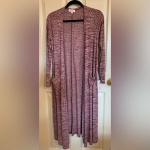 LLR Wine/Cream Colored Sarah Cardigan